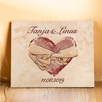 Lámina "pinky swear" marco de madera para pareja 2 nombres personalizados con fecha-Jessemade ES