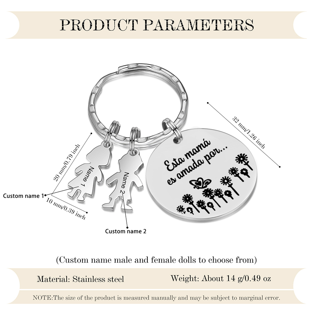 A mi mamá - Llavero con 2 nombres personalizados en "niños"-Jessemade ES