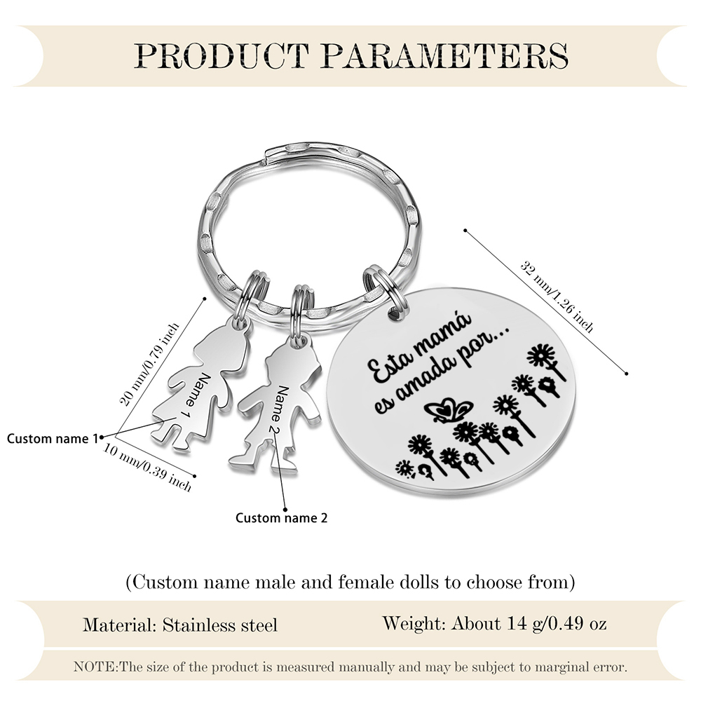 A mi mamá - Llavero con 2 nombres personalizados en "niños"-Jessemade ES