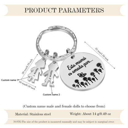 A mi mamá - Llavero con 2 nombres personalizados en "niños"-Jessemade ES