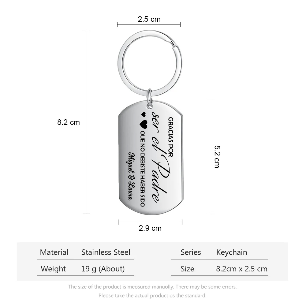 A mi papá-Llavero de placa con palabras amorosas personalizado con 2 nombres-Jessemade ES