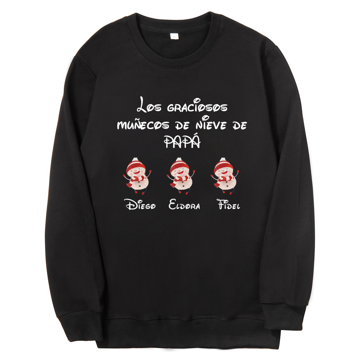 Familia-Sudadera "Muñecos de nieve" 4 nombres personalizados-Jessemade ES