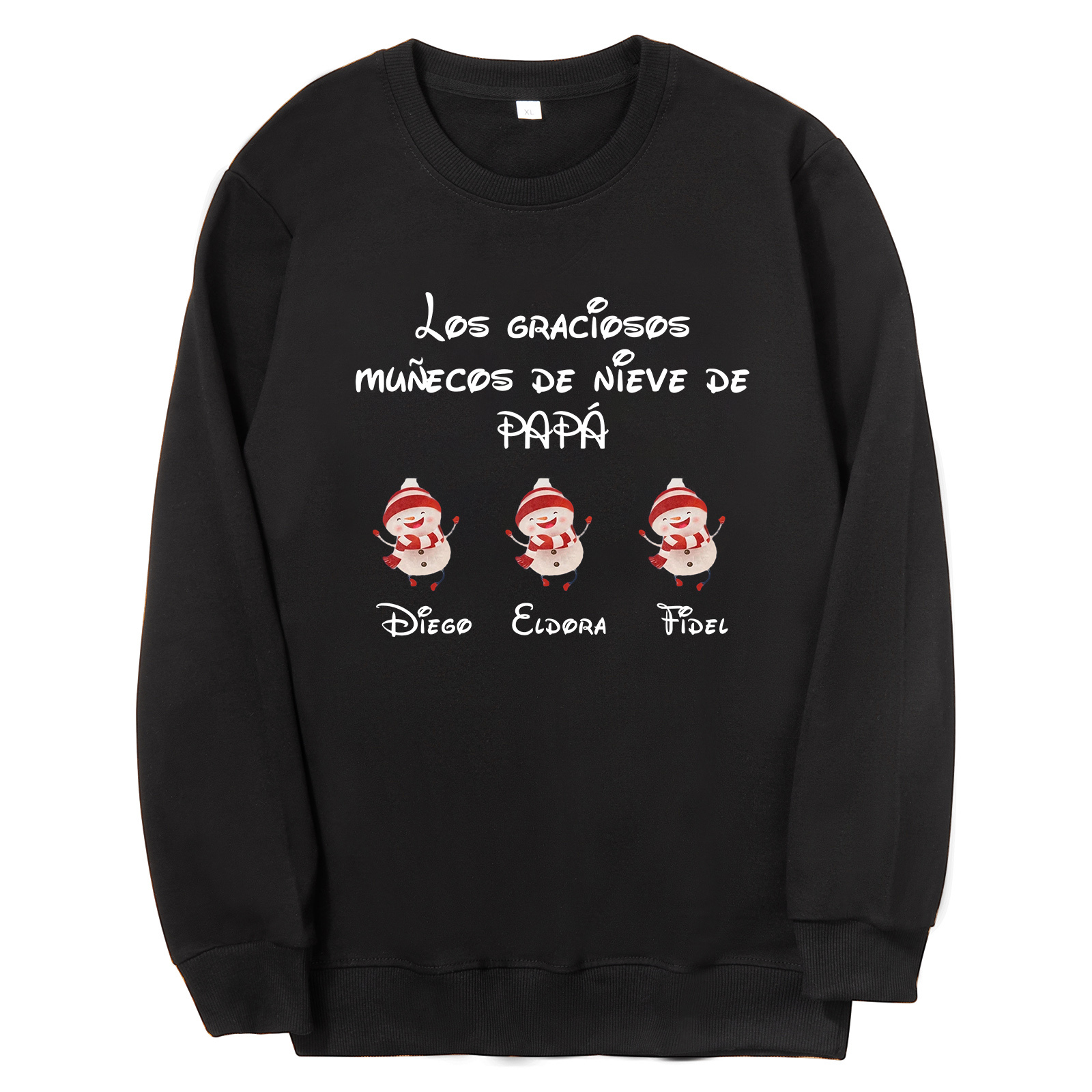 Familia-Sudadera "Muñecos de nieve" 4 nombres personalizados-Jessemade ES