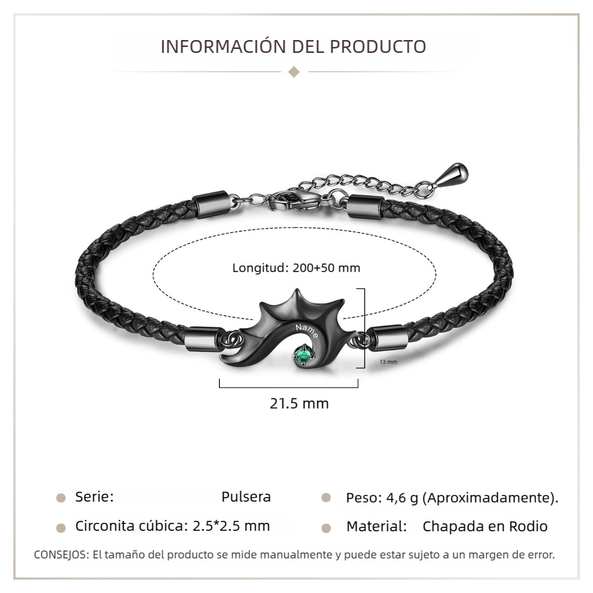 Pulsera de pareja 2 nombres personalizados con 2 piedras de nacimiento