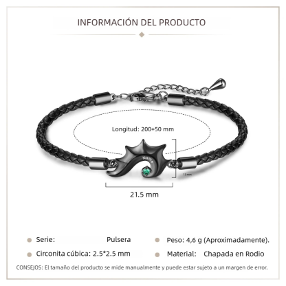 Pulsera de pareja 2 nombres personalizados con 2 piedras de nacimiento