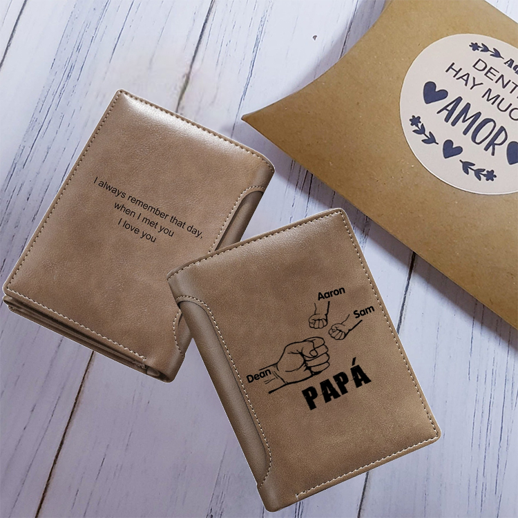 A mi papá-Cartera 2-5 nombres y texto personalizados billetera clásica puño a puño -Jessemade ES
