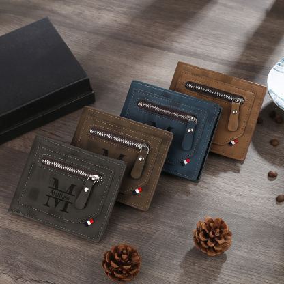 Cartera, billetera personalizada con 1 foto, 1 nombre y 1 letra monedero para hombre-Jessemade ES
