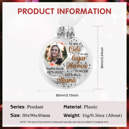 Bola navideña conmemorativa Adorno de Navidad 3 textos y 1 foto personalizados con pluma -Jessemade ES