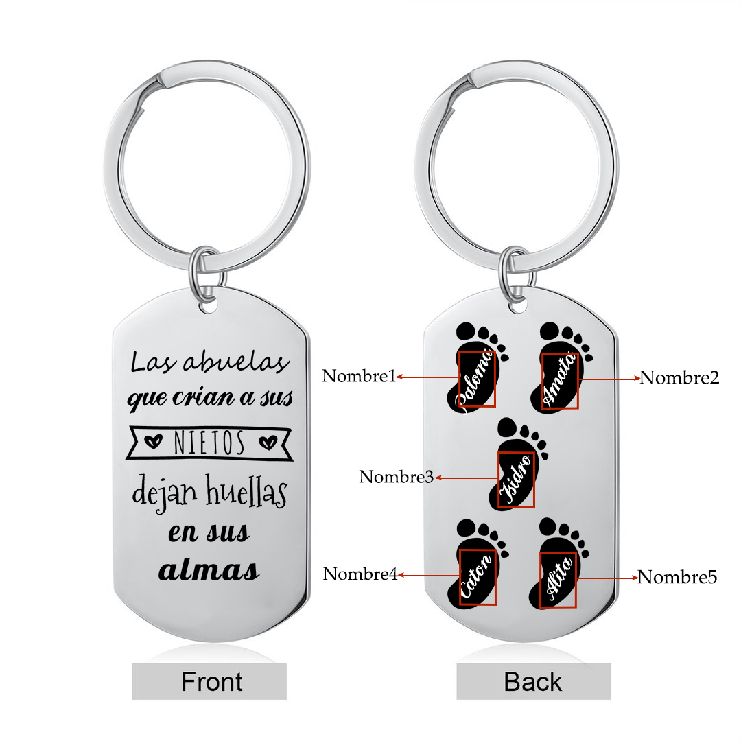 A mi abuela - Llavero 1-5 Nombres Personalizado LAS ABUELAS DEJAN HUELLAS EN NIETOS-Jessemade ES