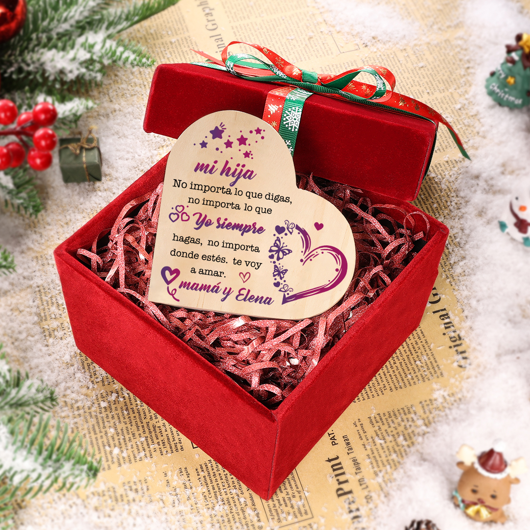 Candelero de corazón para hija de madera de corazón sin candela personalizado con nombres-Jessemade ES