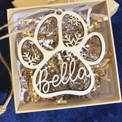 Navidad-Ornamento navideño de pata de perro con 1 nombre personalizado