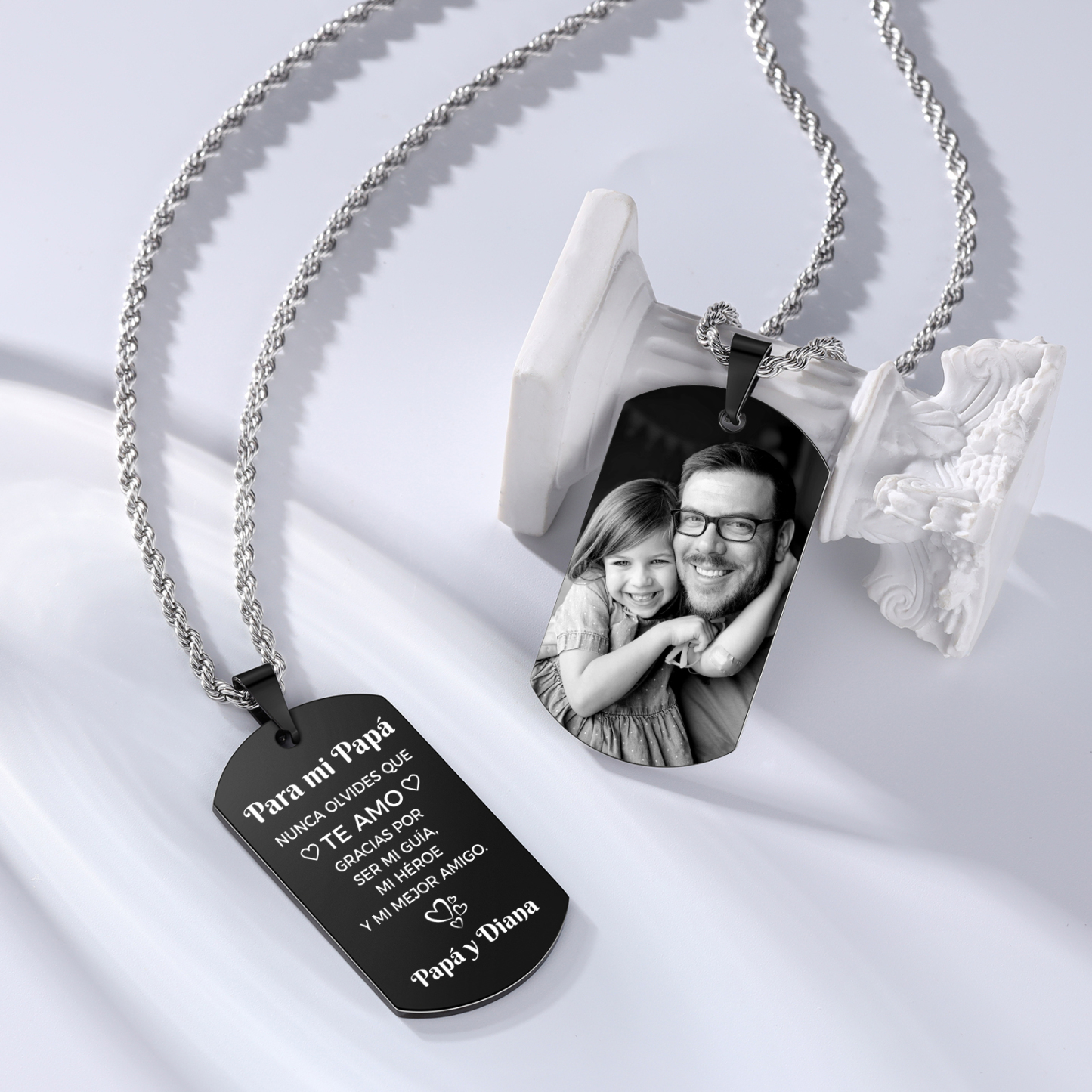 A MI PAPÁ-Collar de placa personalizada con texto y foto-Jessemade ES
