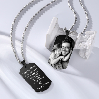 A MI PAPÁ-Collar de placa personalizada con texto y foto-Jessemade ES