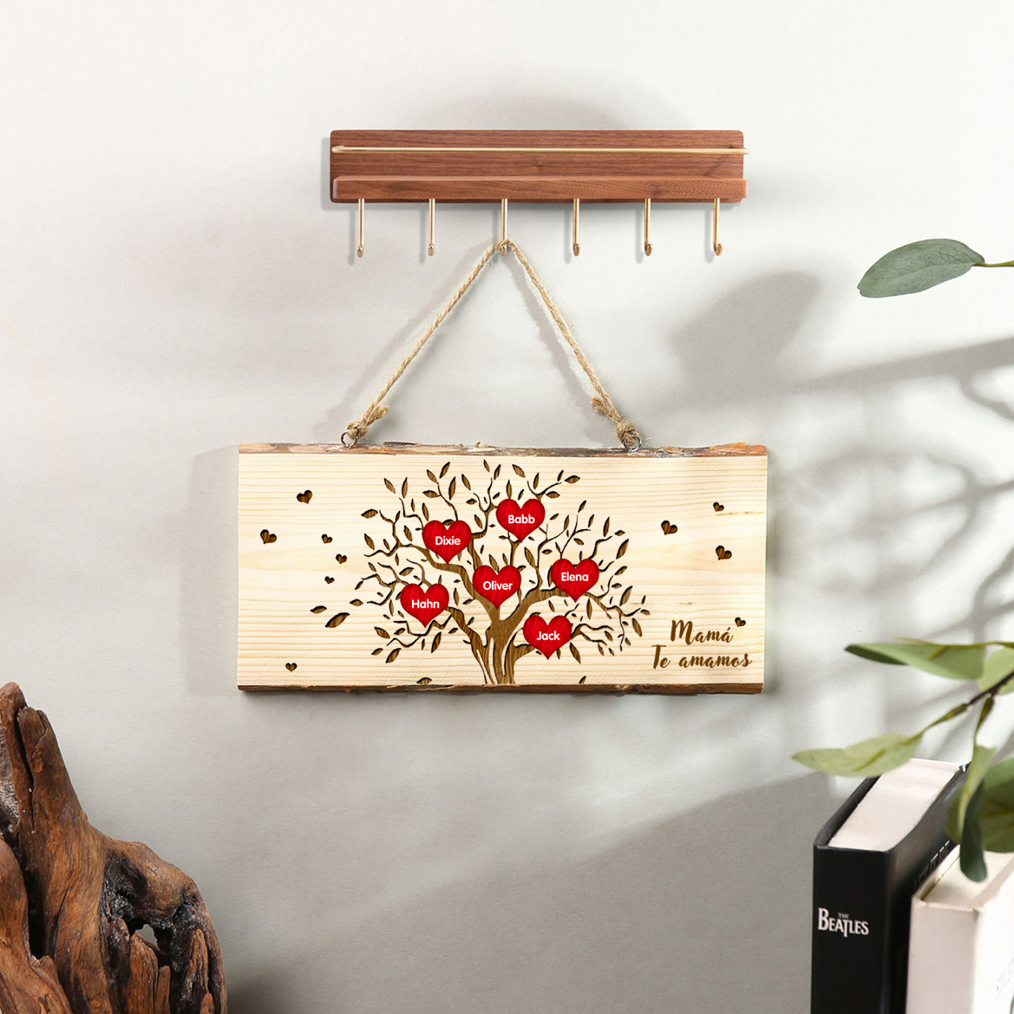 A mi mamá/abuela-Adorno de colgante personalizado con 2-6 nombres de madera árbol de la vida-Jessemade ES
