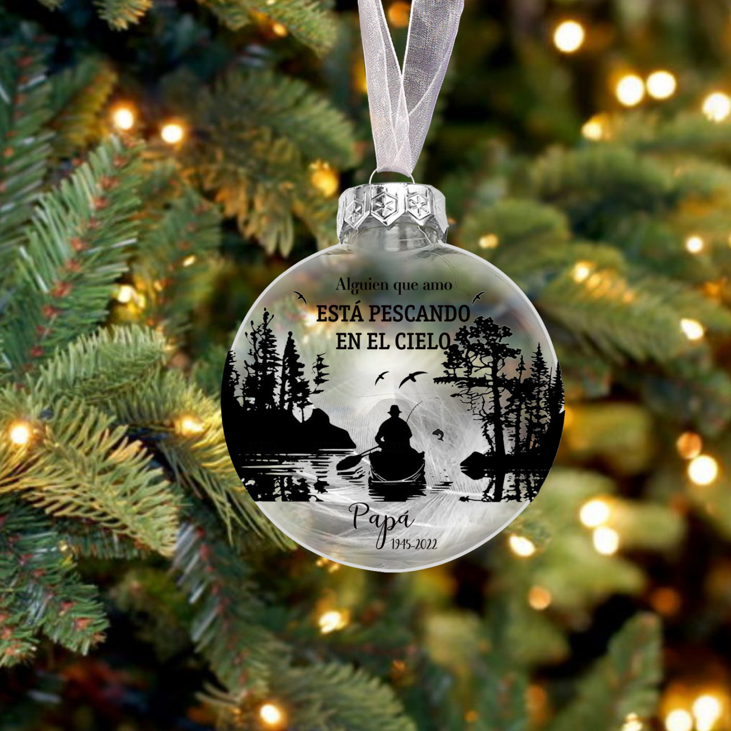 Bola navideña conmemorativa Adorno de Navidad nombre y años personalizados con pluma -Jessemade ES