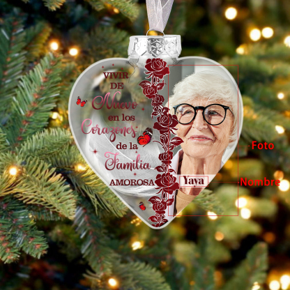 Bola navideña conmemorativa Adorno de Navidad 1 nombre y 1 foto personalizados con pluma -Jessemade ES