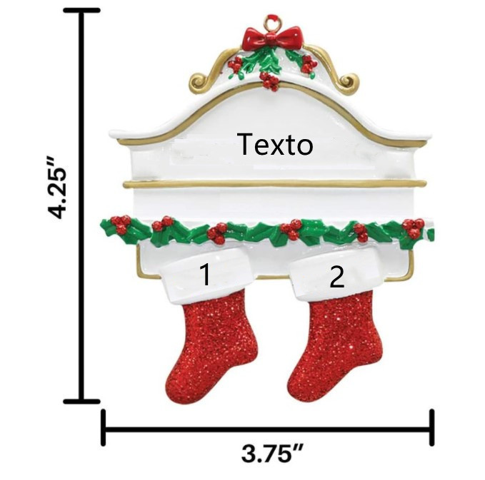 Navidad-Ornamento calcetines navideños 2 nombres personalizados con texto Adorno