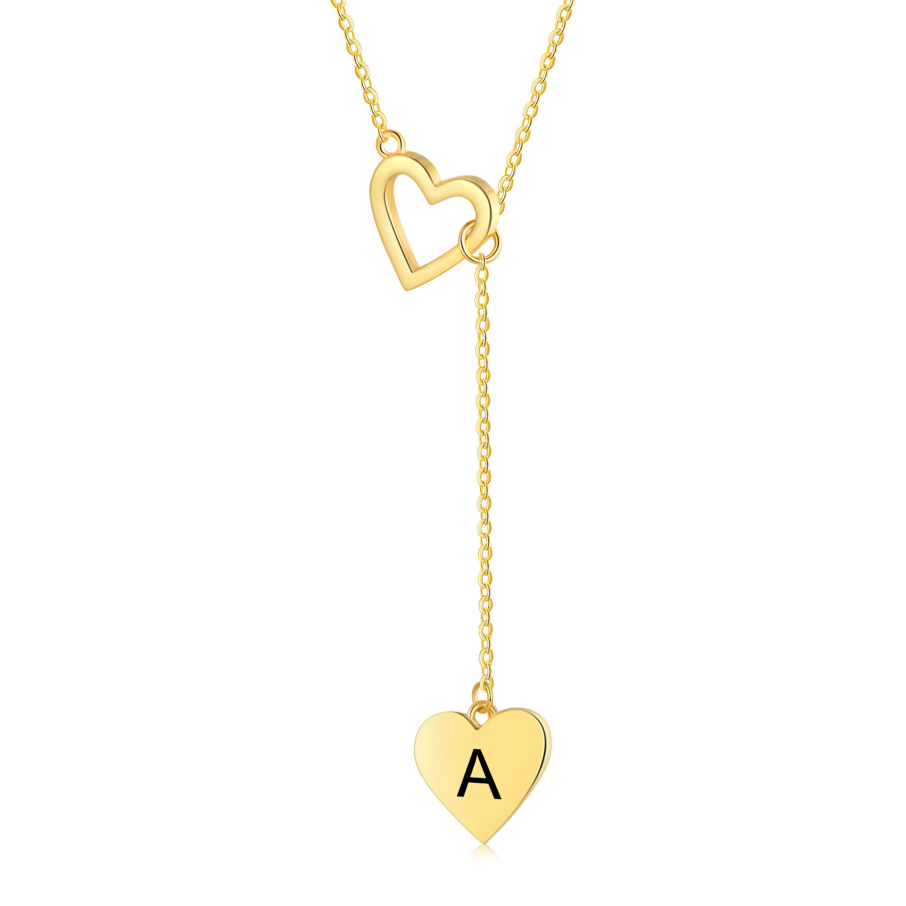 Collar de corazón con 1 letra personalizada-Jessemade ES