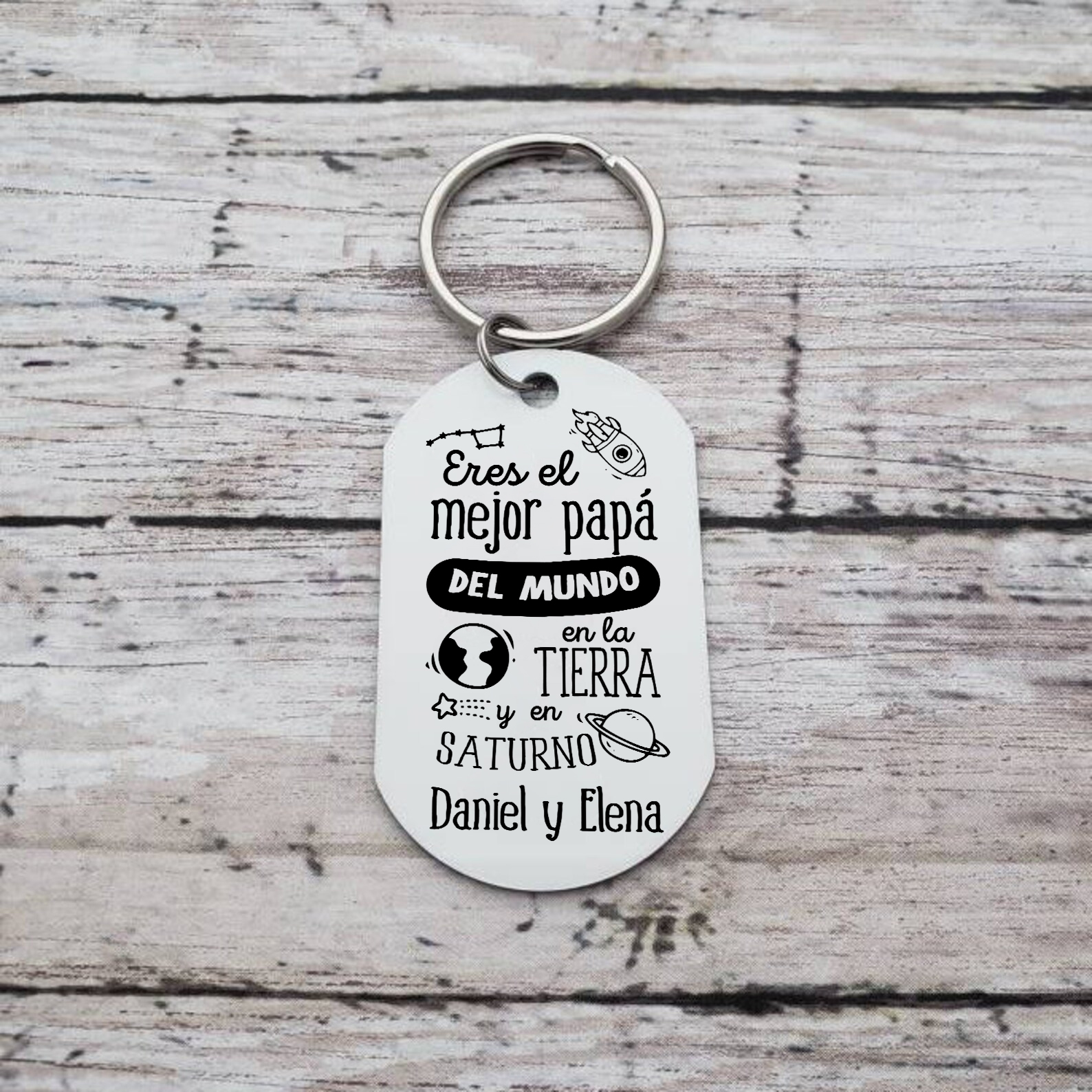 A mi papá-Llavero Personalizado EL MEJOR PAPÁ 1 Texto -Jessemade ES