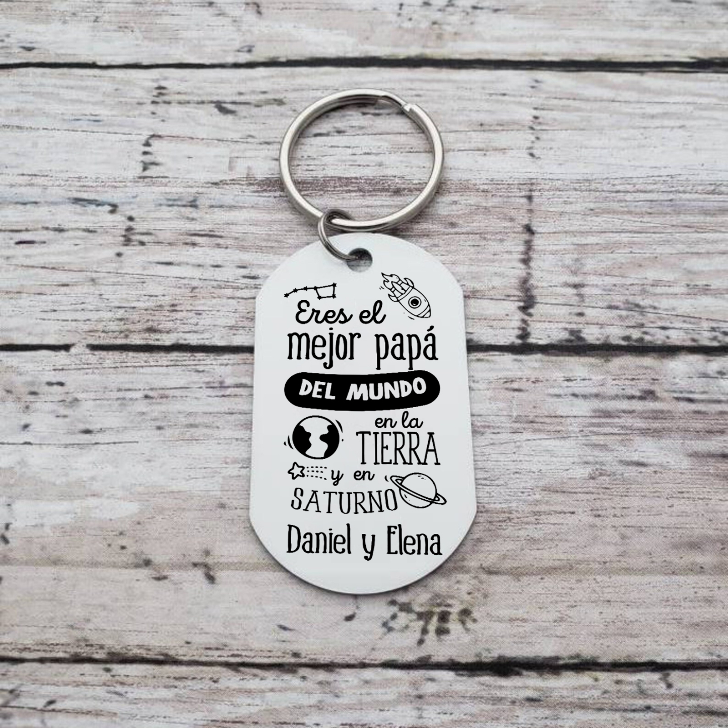 A mi papá-Llavero Personalizado EL MEJOR PAPÁ 1 Texto -Jessemade ES