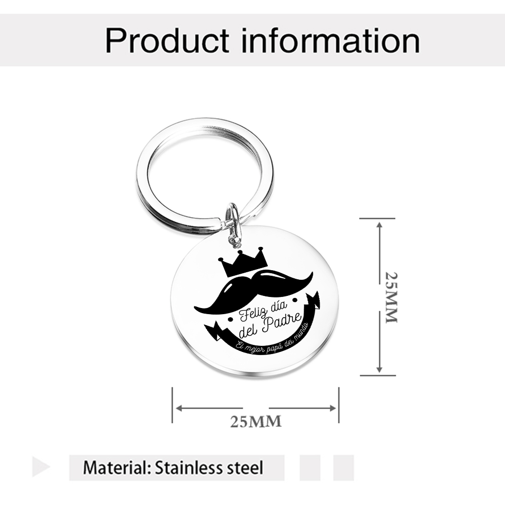 A mi papá-Llavero de placa redonda "Feliz Día del Padre"-Jessemade ES