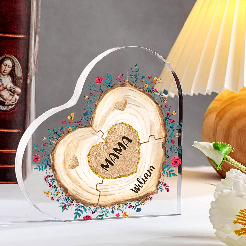 A mi mamá/abuela-Placa de acrílico "Corazones" en forma de corazón 2 nombres personalizados-Jessemade ES