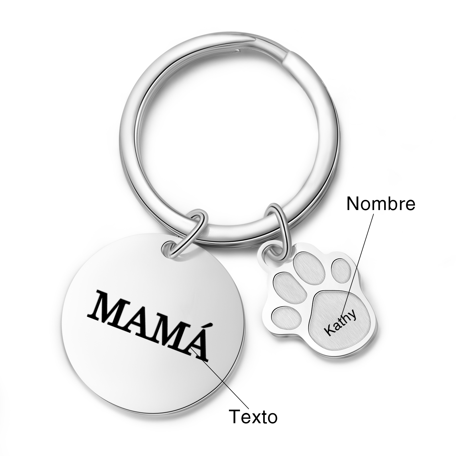 A mi familia - Llavero con 1 nombre personalizado en pata con texto-Jessemade ES
