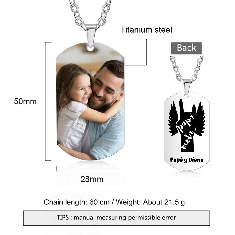 A MI PAPÁ-Collar "papá mola" de placa personalizada con texto y foto-Jessemade ES