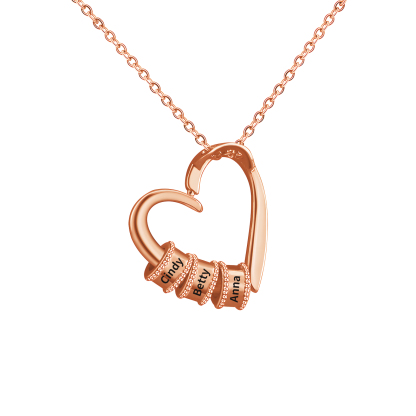 Collar colgante de corazón con 3 nombres personalizados en 3 aros-Jessemade ES