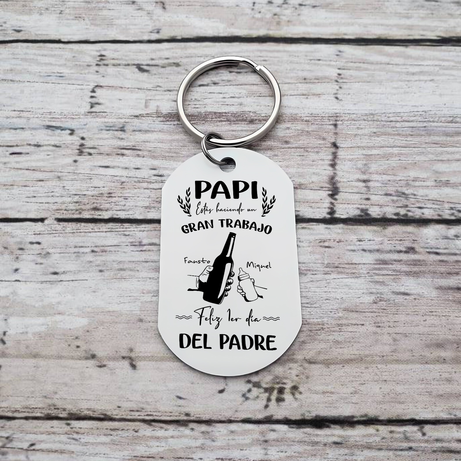 A mi papá-Llavero Personalizado El 1er Día del PADRE 2 Nombres-Jessemade ES