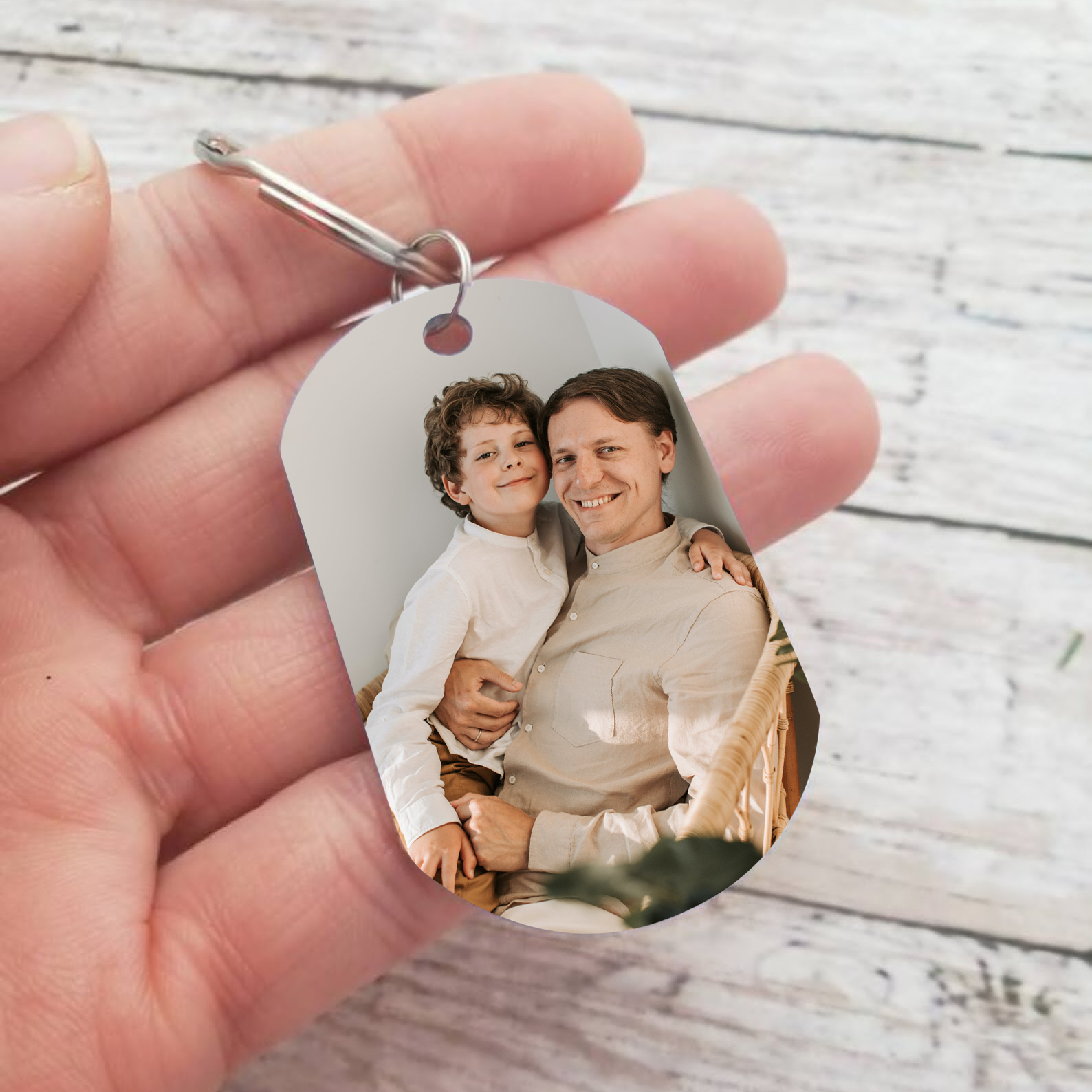 A mi papá-Llavero Personalizado con 1 Foto y 1 Nombre-Jessemade ES