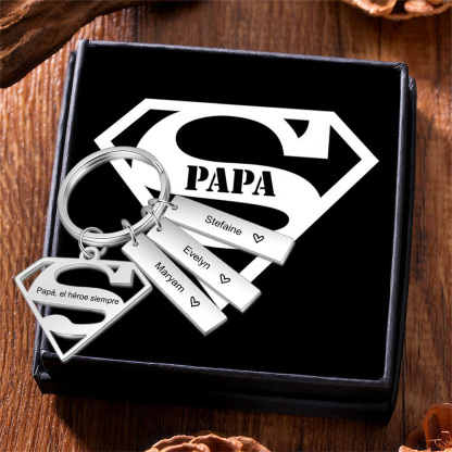 A mi papá - Llavero Superman con 3 nombres personalizados con texto-Jessemade ES