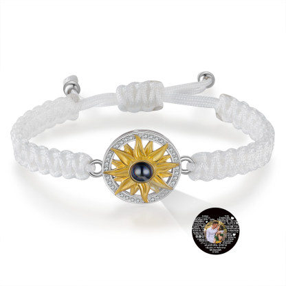 Pulsera con proyección de foto con dije de girasol cuerda blanca-Jessemade ES
