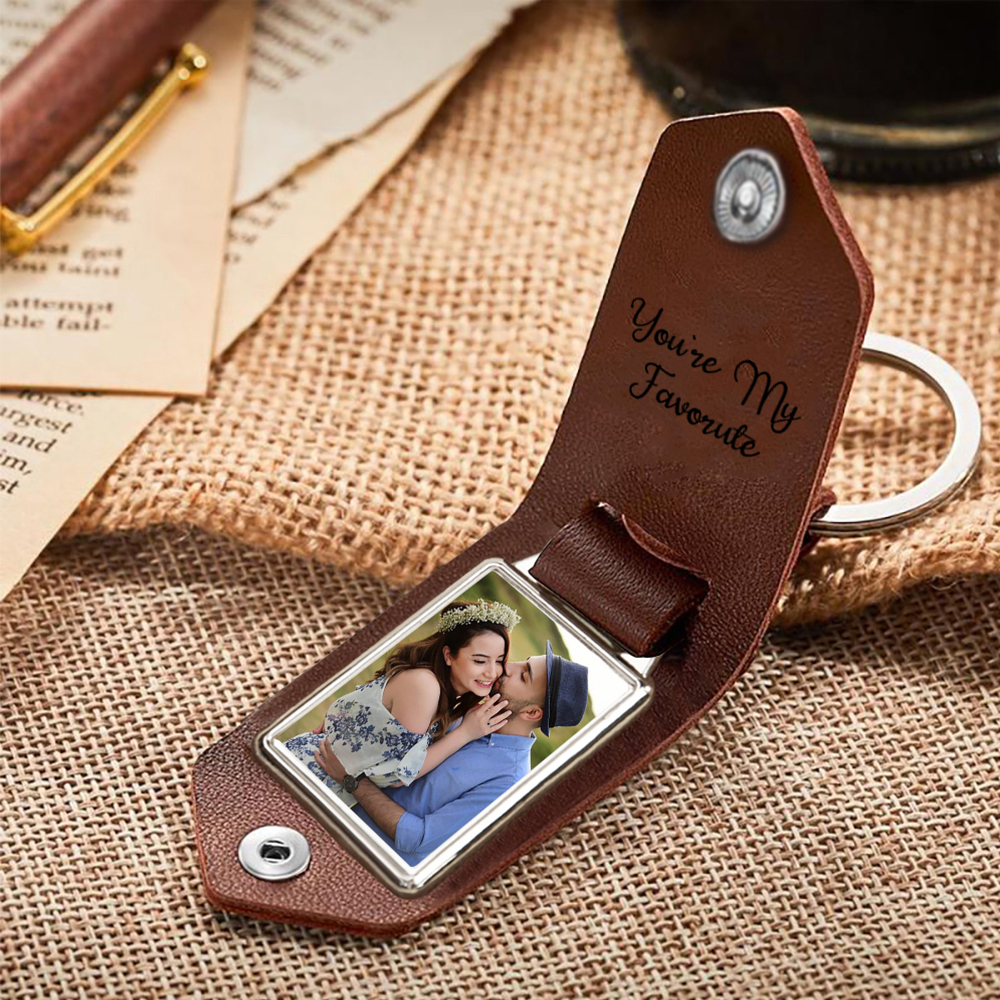 Llavero para pareja de cuero pinky swear personalizado con 2 nombres, fecha, texto y foto-Jessemade ES
