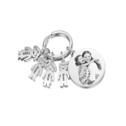 A mi tía - Llavero 4 Nombres Personalizado Con Charms 4 Niños con Foto y Texto-Jessemade ES