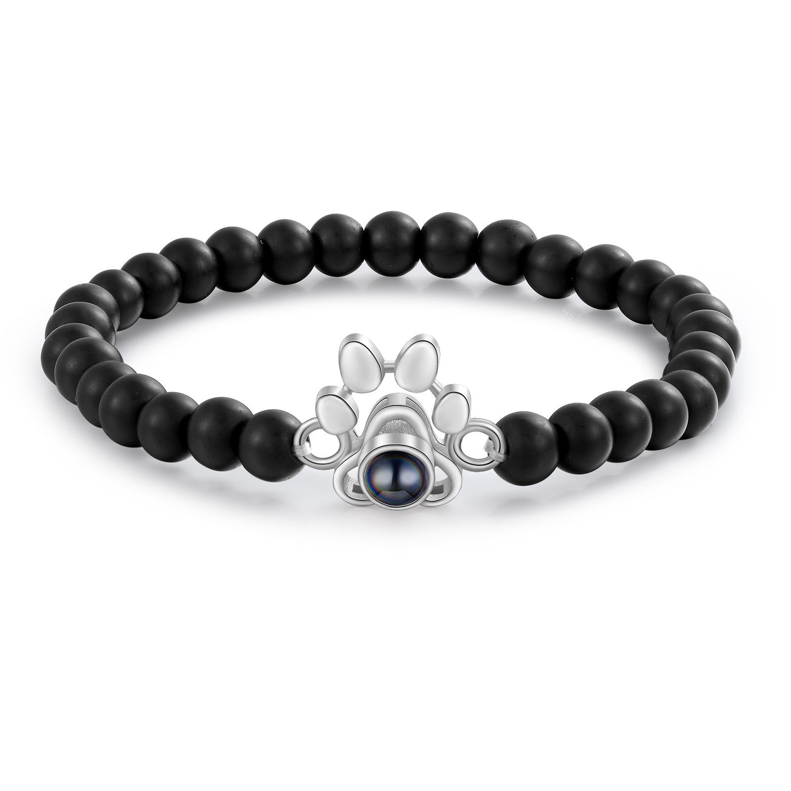 Pulsera de turquesa sintética con proyección de foto en color con dije de pata-Jessemade ES