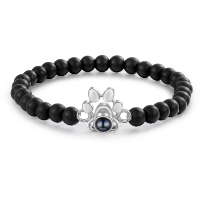 Pulsera de turquesa sintética con proyección de foto en color con dije de pata-Jessemade ES