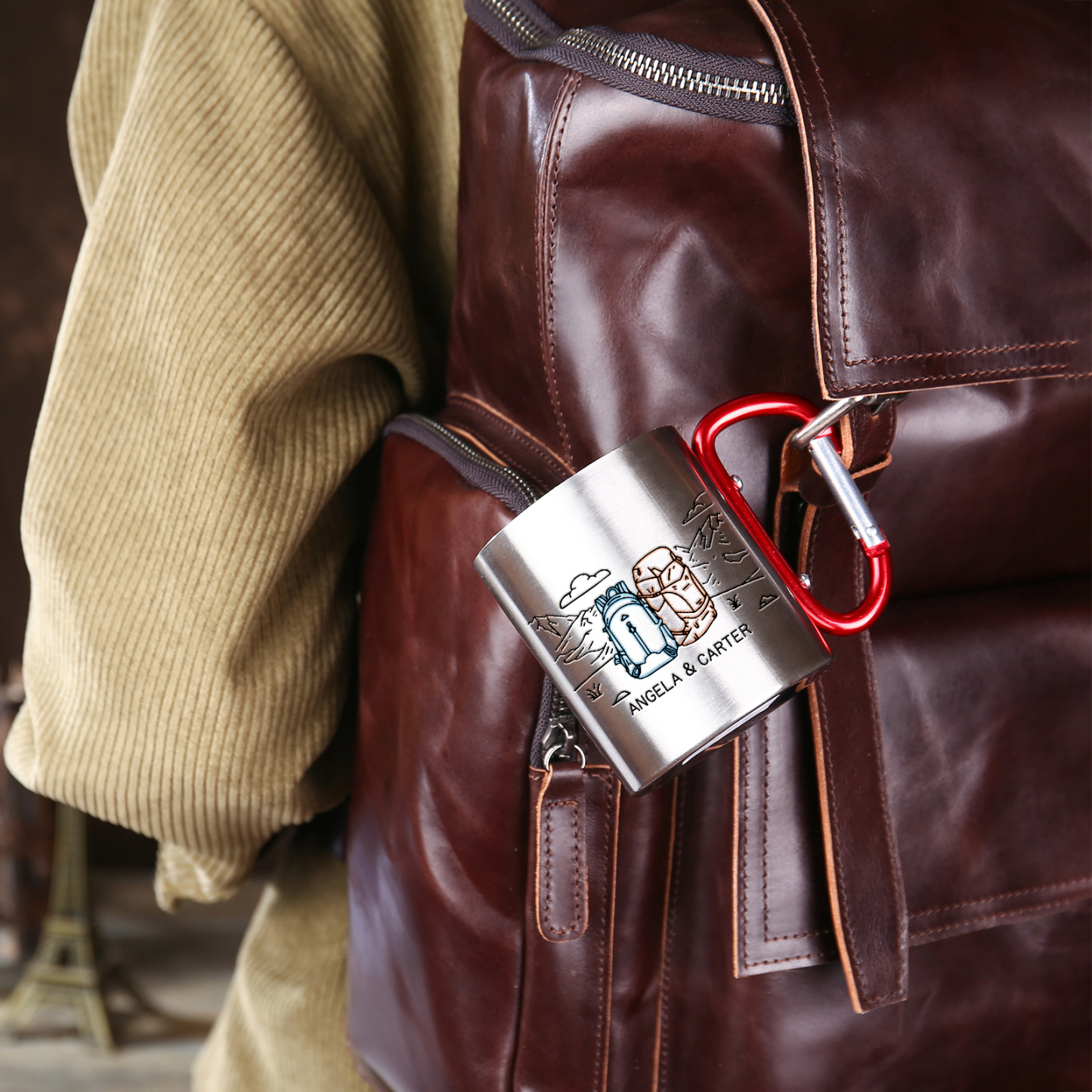 Taza de acero inoxidable actividad al aire libre para pareja 2 nombres personalizados-Jessemade ES