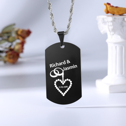 Collar de placa con foto personalizado con 2 nombres, fecha en la trasera para hombre-Jessemade ES