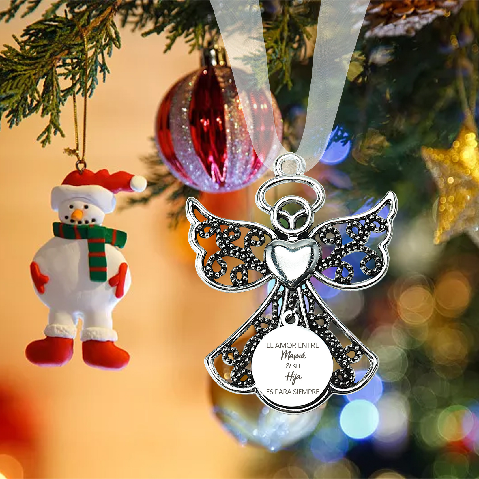 Navidad-Ornamento navideño de ángel amor entre mamá e hija