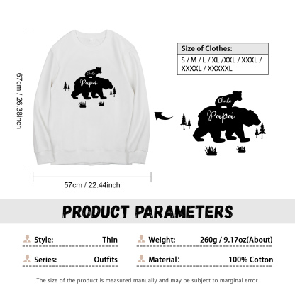 Familia-Sudadera "Oso y sus bebés" 2 nombres personalizados-Jessemade ES