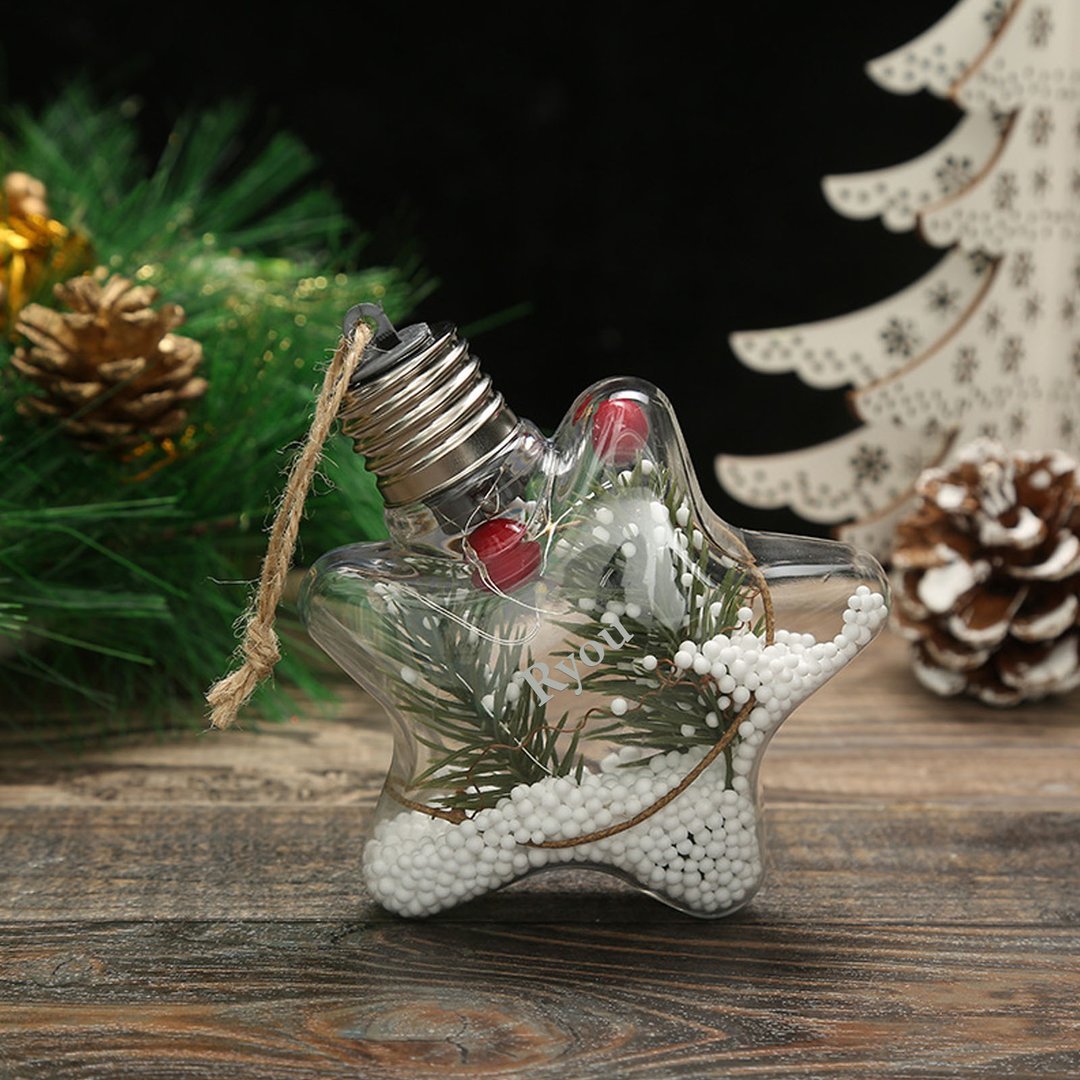 Bola navideña Adorno de Navidad 1 nombre personalizado en forma de estrella con luces LED 