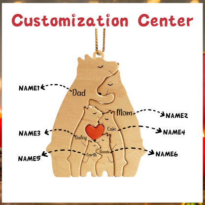 Navidad-Ornamento muñecos navideño de madera familia de canguros 6 nombres personalizados adorno del árbol-Jessemade ES