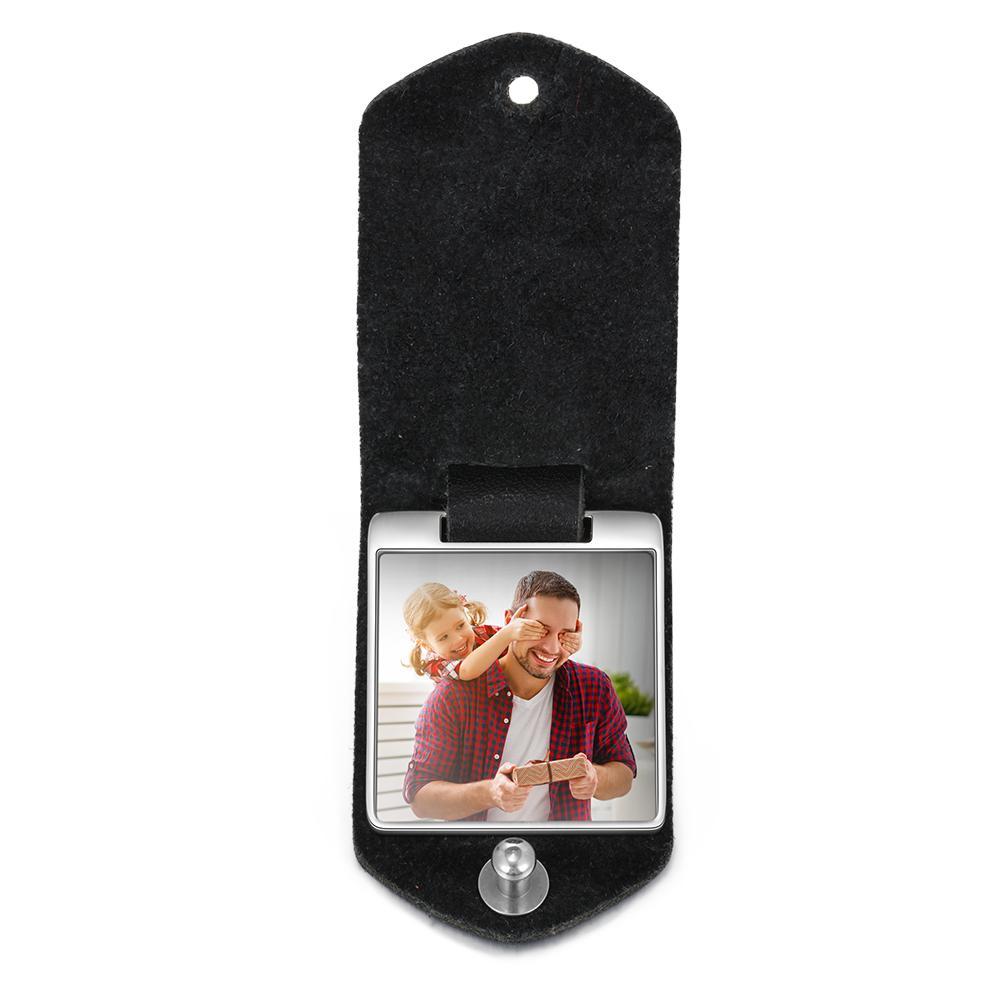 Llavero para pareja de cuero personalizado con fecha y foto-Jessemade ES