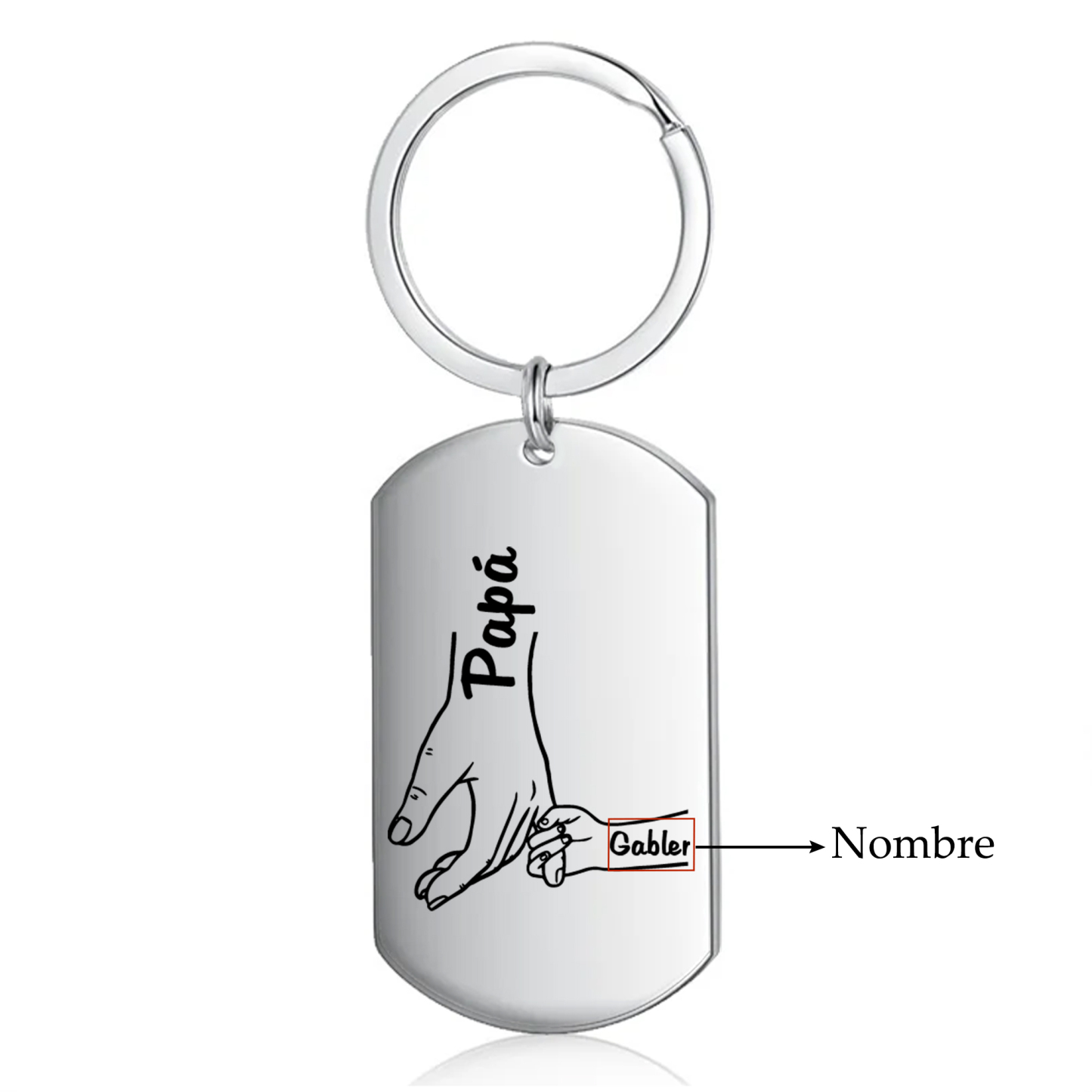 A mi papá-Llavero Personalizado MANOS COGIDAS 1-5 Nombres-Jessemade ES