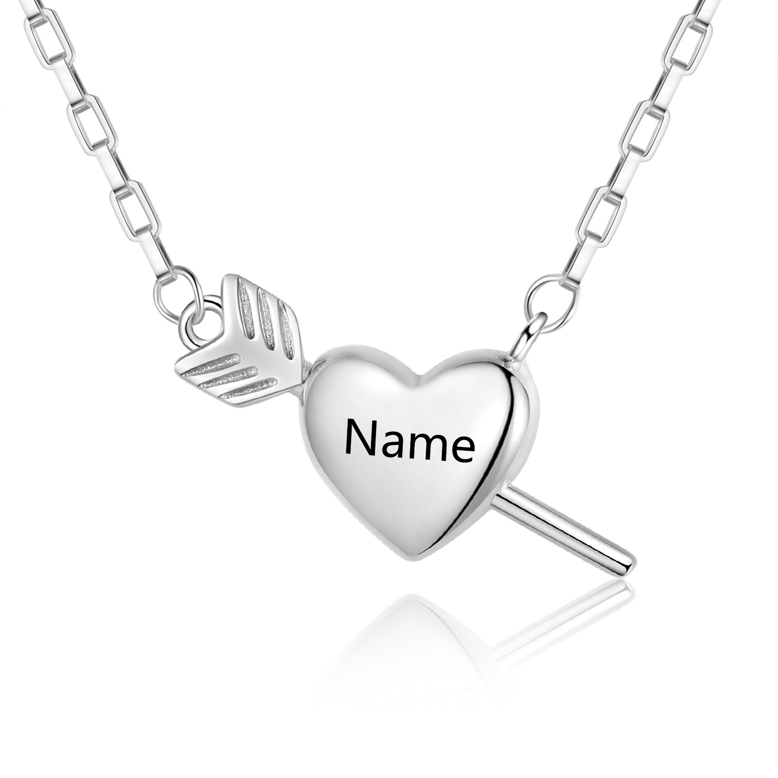 Collar de flecha en el corazón personalizado con 1 nombre para pareja-Jessemade ES