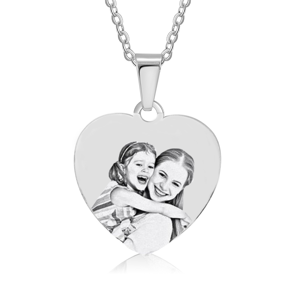 Collar de corazón con 1 foto personalizada y 1 nombre
