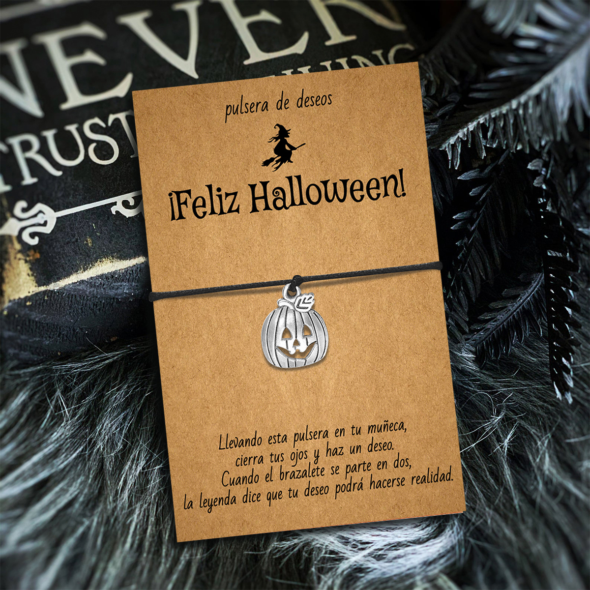 Pulsera de deseos-Unidad de pulsera y tarjeta de calabaza🎃 ¡Feliz Halloween!-Jessemade ES