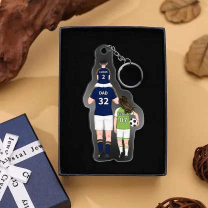 Llavero de acrílico fútbol papá y niños 1-4 nombres y personajes personalizados