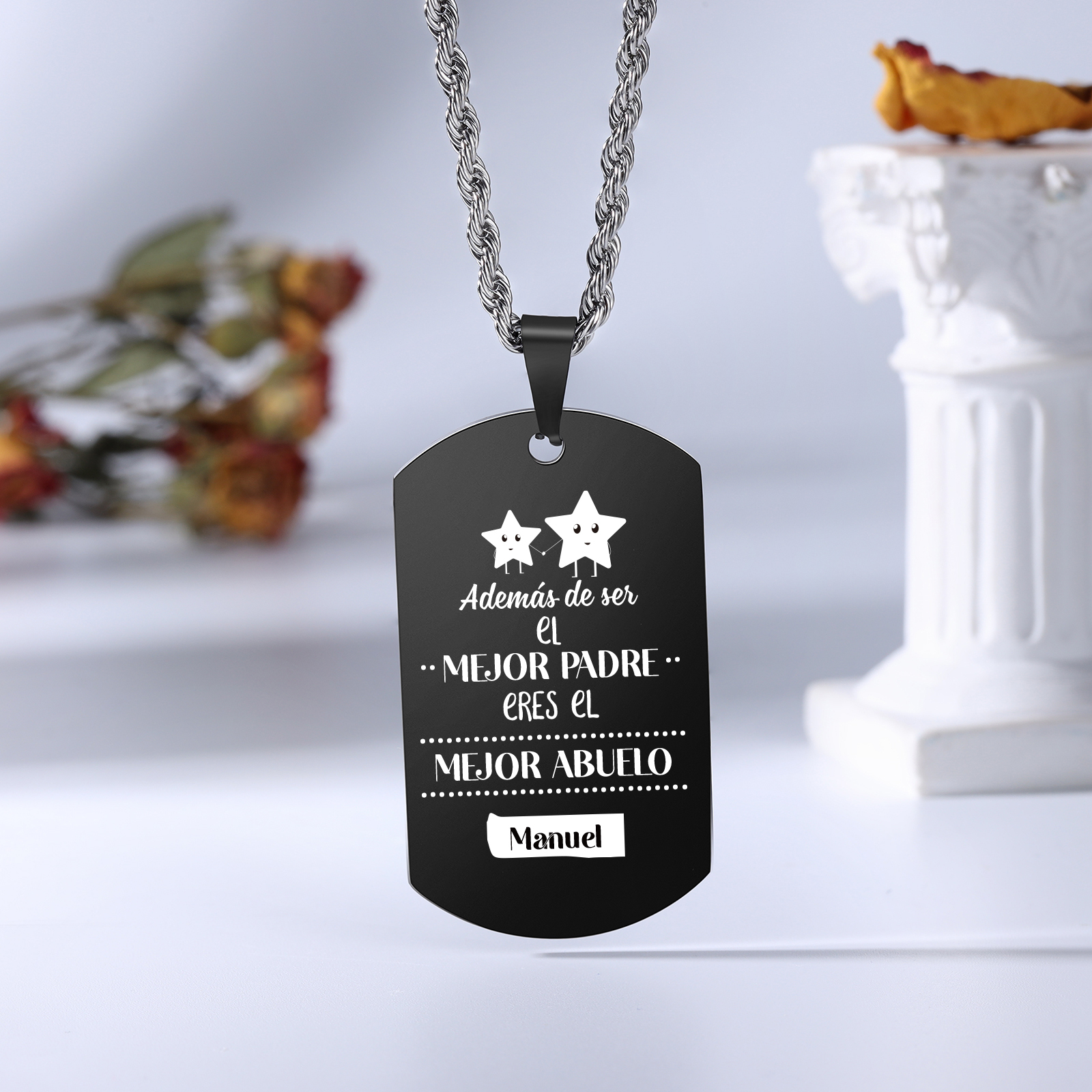 A MI ABUELO-Collar de placa personalizada con nombre y foto-Jessemade ES